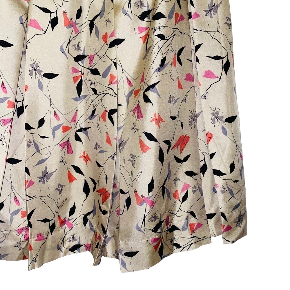 Albert Nipon Boutique 100% Silk Multicolored Printed Pleated Skirt Size 6 - Picture 6 of 8